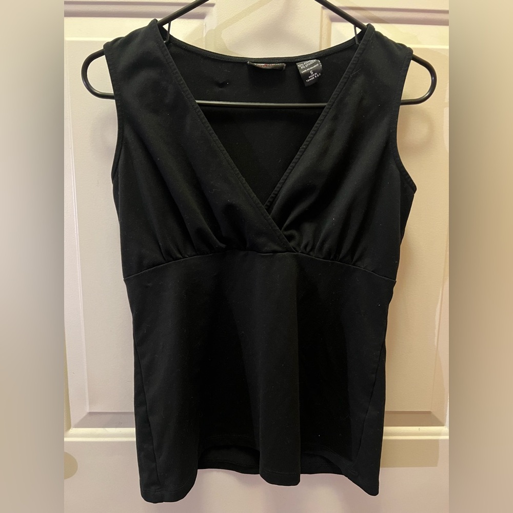 New York & Company Black V-Neck Blouse